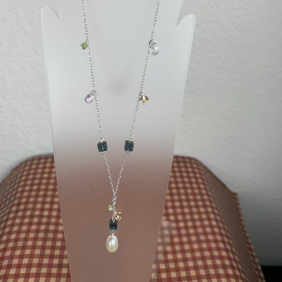 NWOT 17" Real Gems Pearl & Real Silver (not plated) Tassel Necklace - Picture 1 of 5